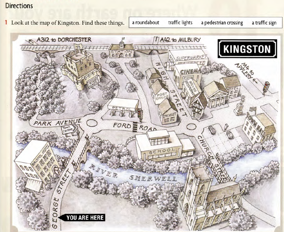 Look at the map and then. Карта для направления английский. Направление в английском языке карта. Карта для изучения направлений на английском. Направления на карте на английском упражнение.