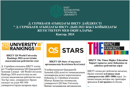 Достижения и события ВКТУ им. Д. Серикбаева за 2023 год <br><br>Январь, 2024 